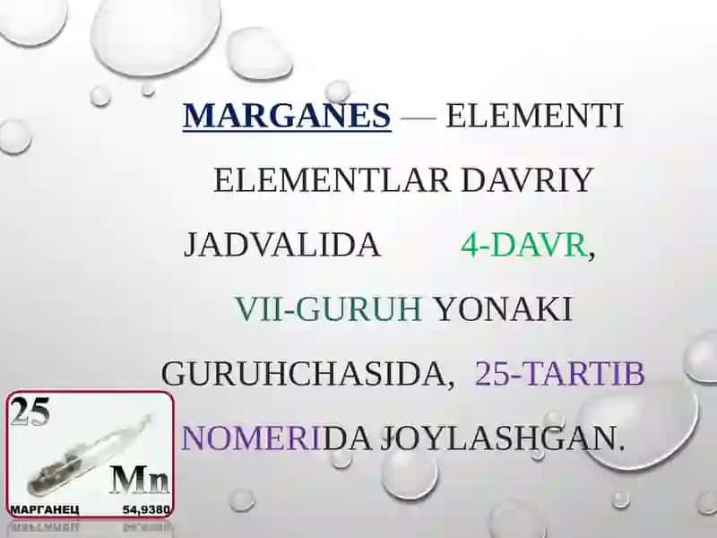 MARGANES—ELEMENTI ELEMENTLAR DAVRIY JADVALIDA 2