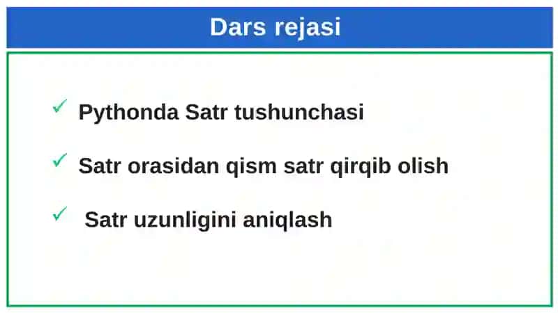 Pythondasatrlar bilan ishlash 2