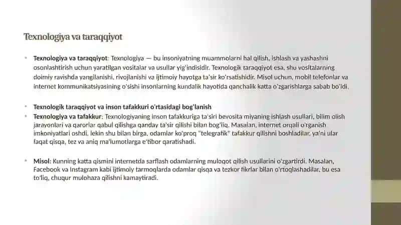 Texnologik taraqqiyot va inson tafakkuri: Ijtimoiy oqibatlar 2