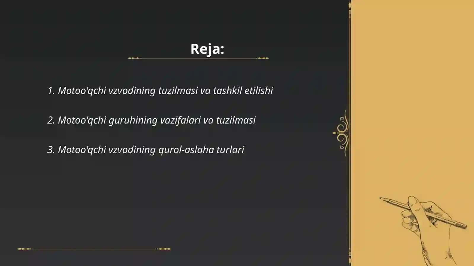 Motoo'qchi vzvodi va guruhining tashkiliy-shtat tuzilmasi 2