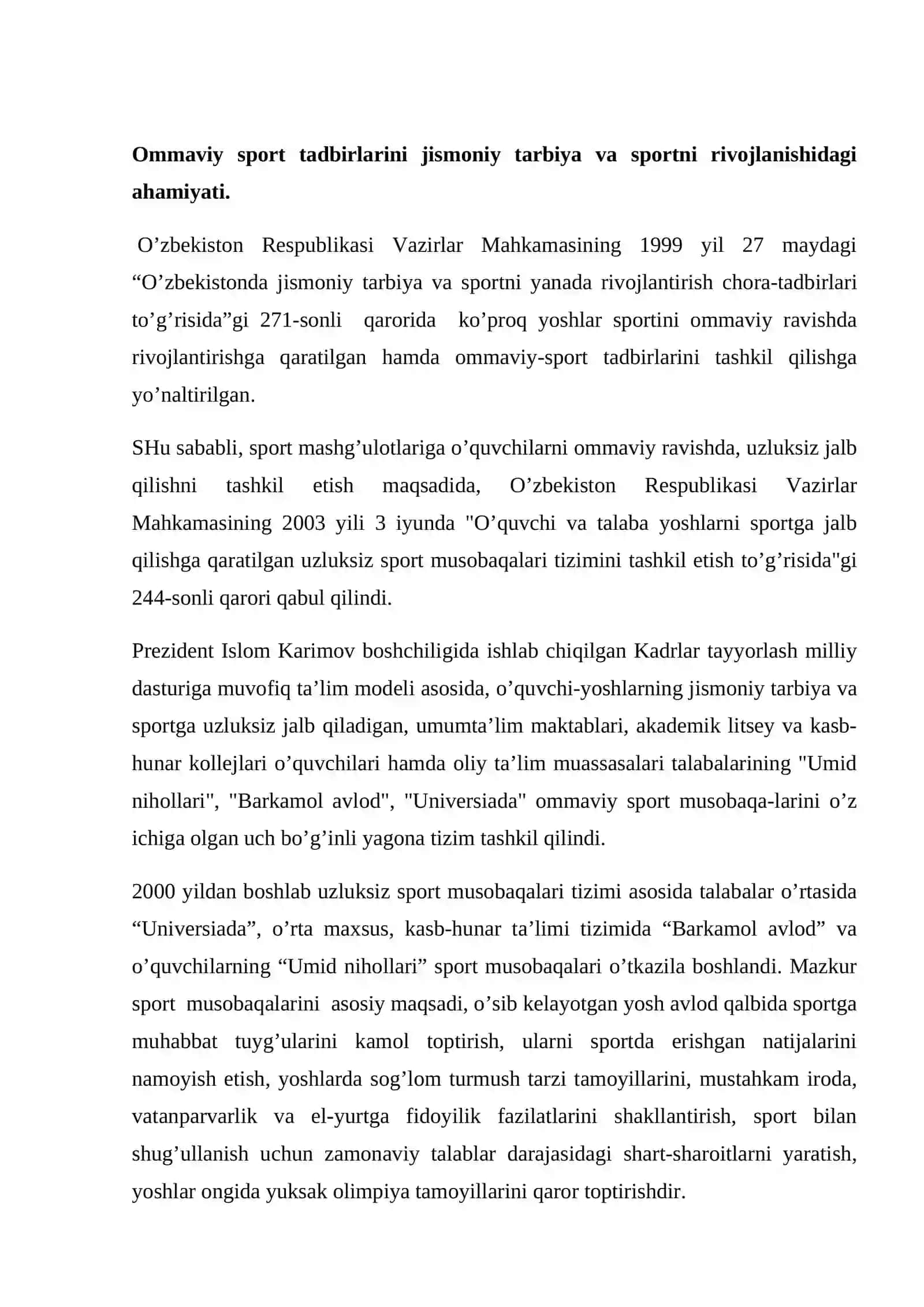Aholi turar joylarda ommaviy sog‘lomlashtirish jismoniy tarbiyasini va milliy o‘yinlarni tashkil qilish 2