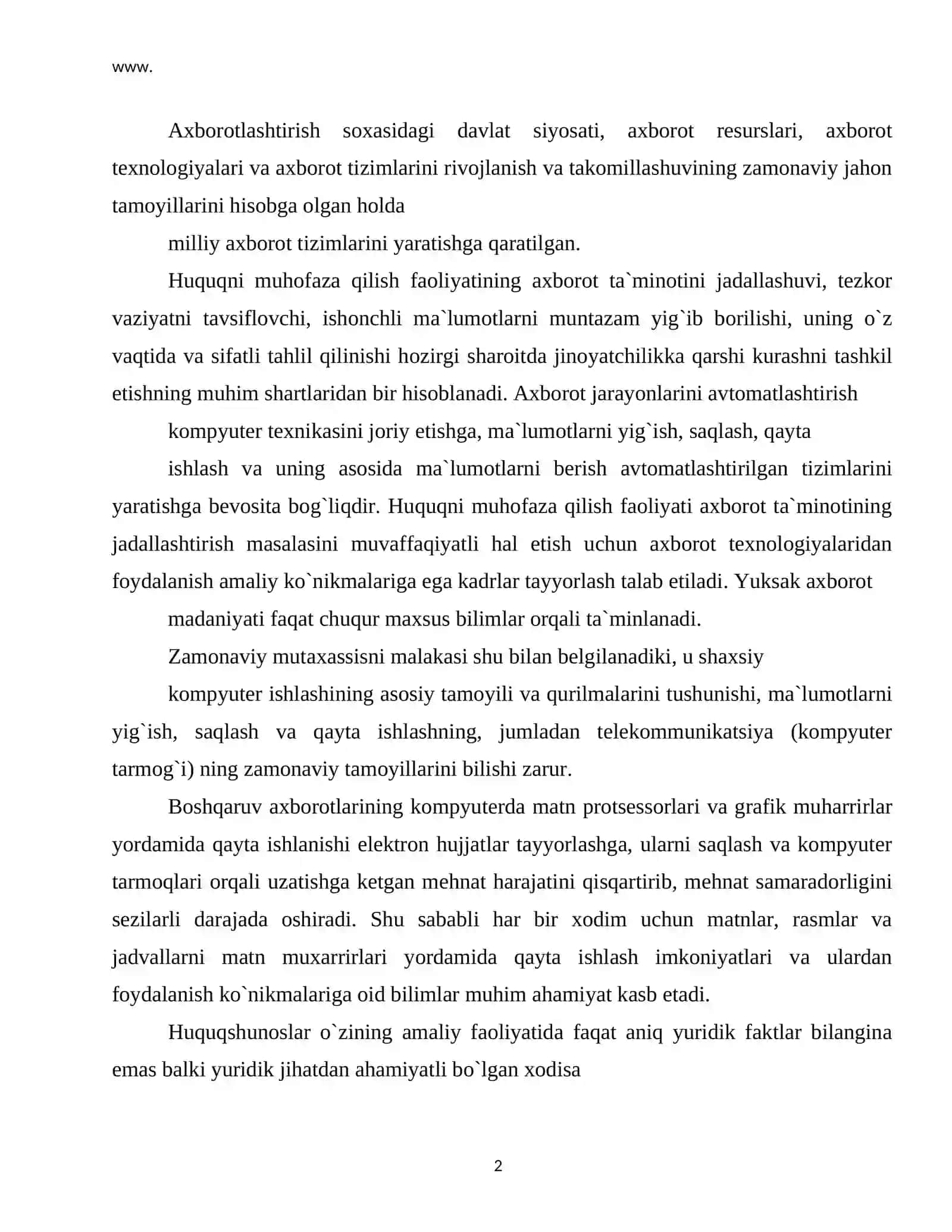 Axborot xavfsizligini ta`minlash masalalari 2