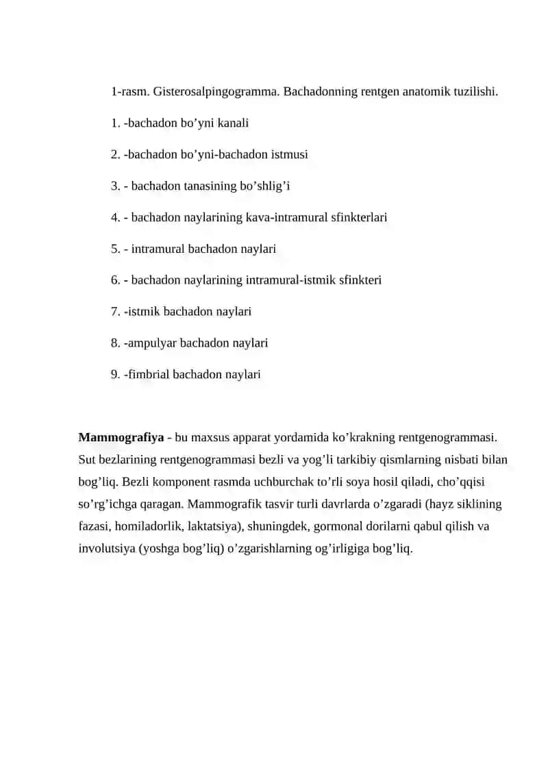 Ayol reproduktiv tizimining nur tashxisi usullari 2
