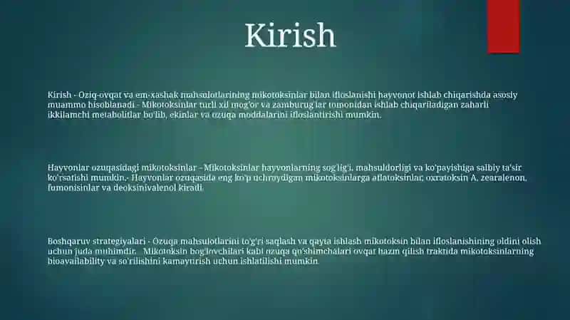 Оziq-Оvqаt Mаhsulоtlаrining Chorvachilikda Qo’Llaniladigan Moddalar Bilan Ifloslanishi 2