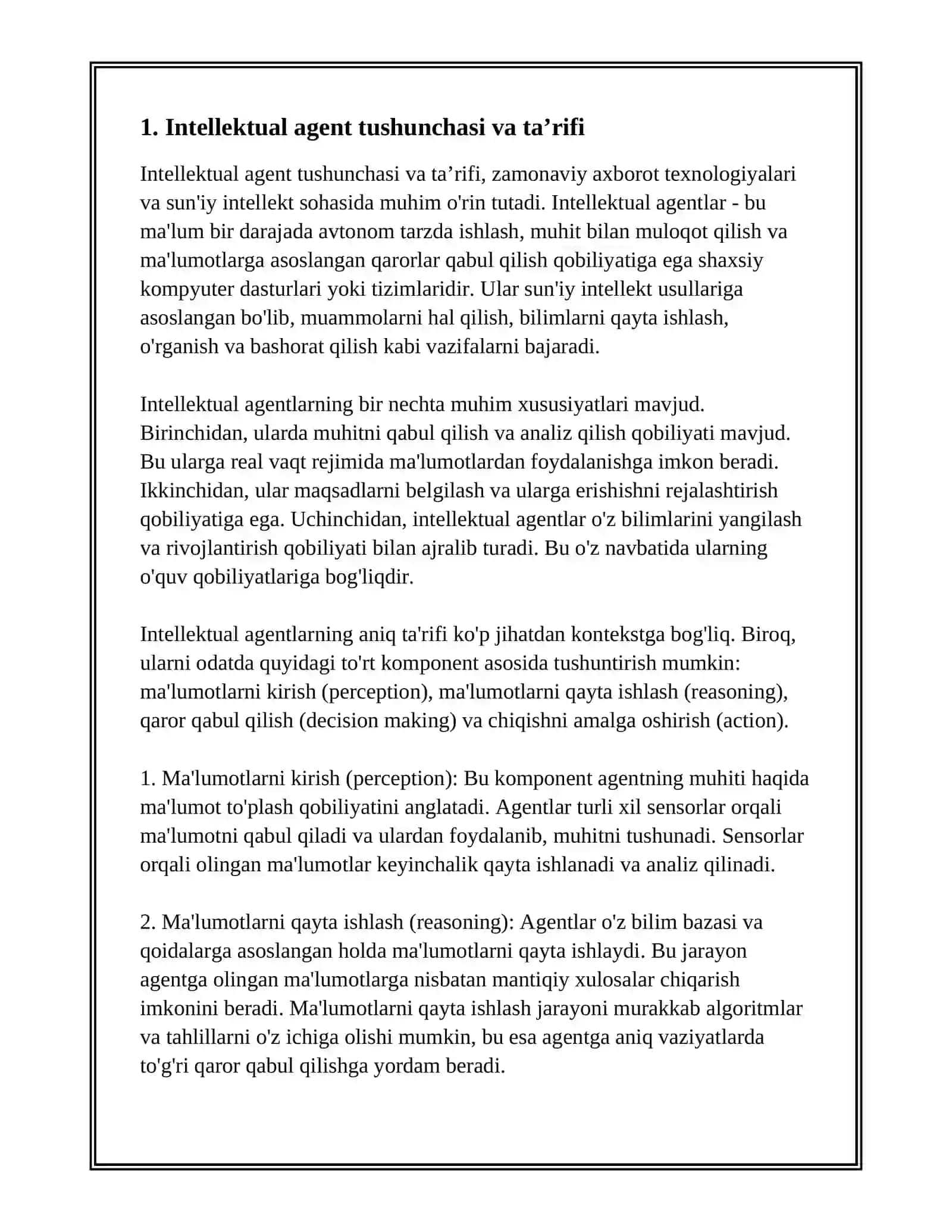 INTELLEKTUAL AGENT TUSHUNCHASI VA UNING ASOSIY KOMPONENTLARI 2