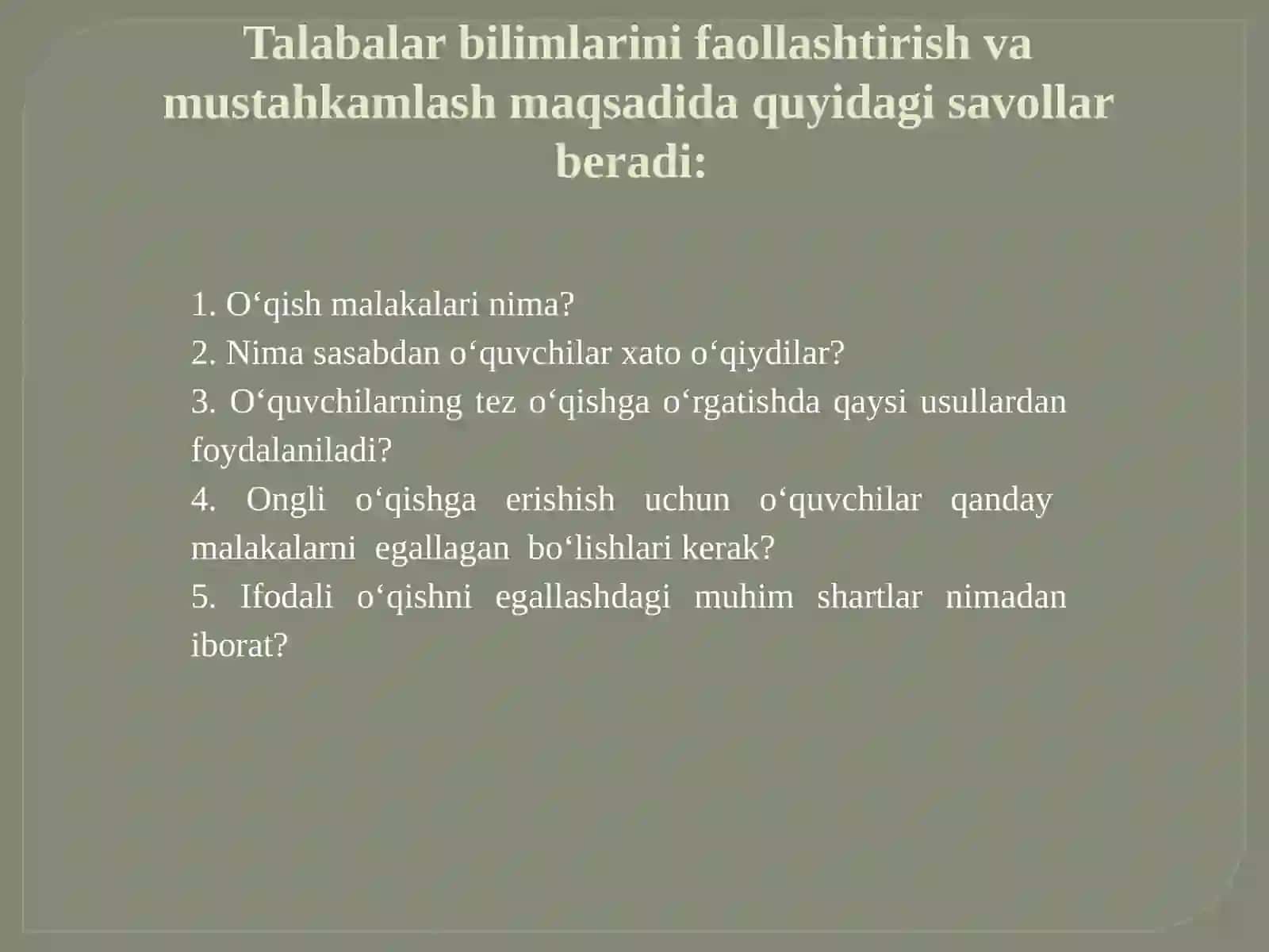 2-MA’RUZA. BOSHLANG‘ICH SINFLARDA BADIIY ASARNI TAHLIL QILISHNING ADABIY ASOSLARI 2
