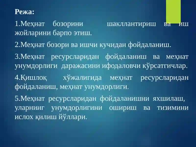 Меҳнат Салоҳияти ва ундан фойдаланиш 2