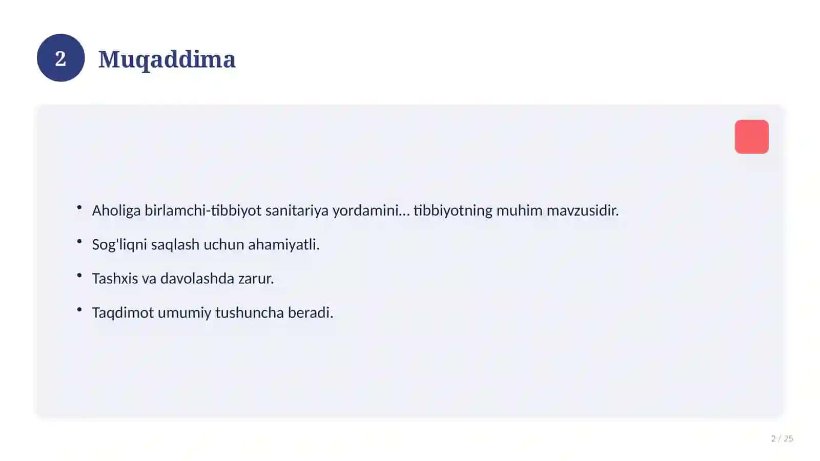 Aholiga birlamchi-tibbiyot sanitariya yordamini tashkil etish va oilaviy poliklinikada oila shifokorlarini o‘rni 2