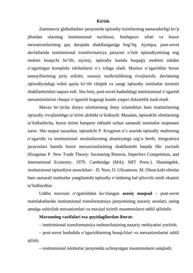 Institutsional transformatsiya va o'zgarish mexanizmlari (post-sovet misoli) 2