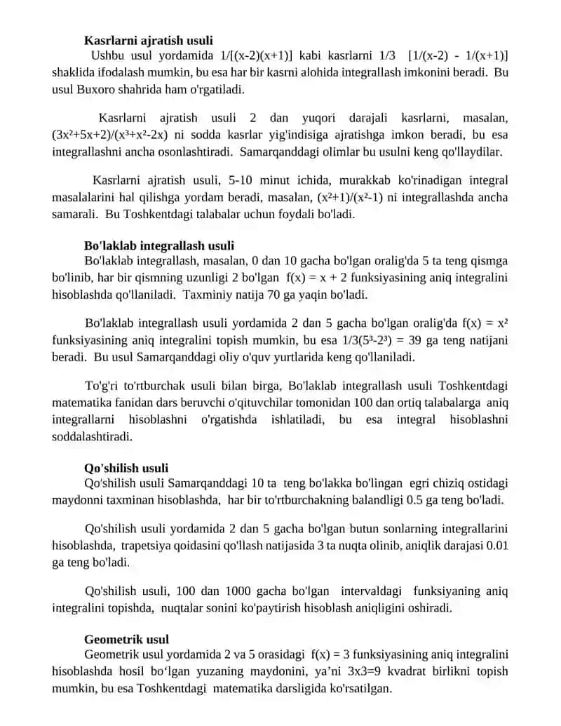 Aniqmas integralni topishning sodda usullariga doir misollar yechish 2