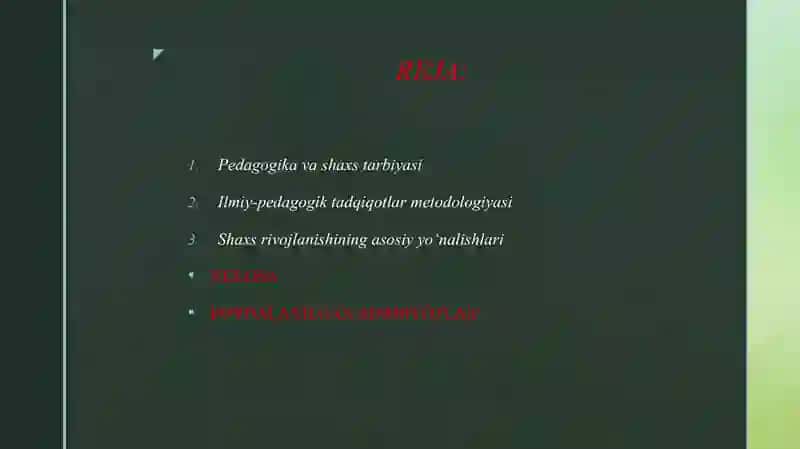 PEDAGOGIKA SHAXS TARBIYASI VA RIVOJLANISHI TO‘G‘RISIDAGI FAN.ILMIY-PEDAGOGIK TADQIQOTLAR METODOLOGIYASI VA METODLARI 2