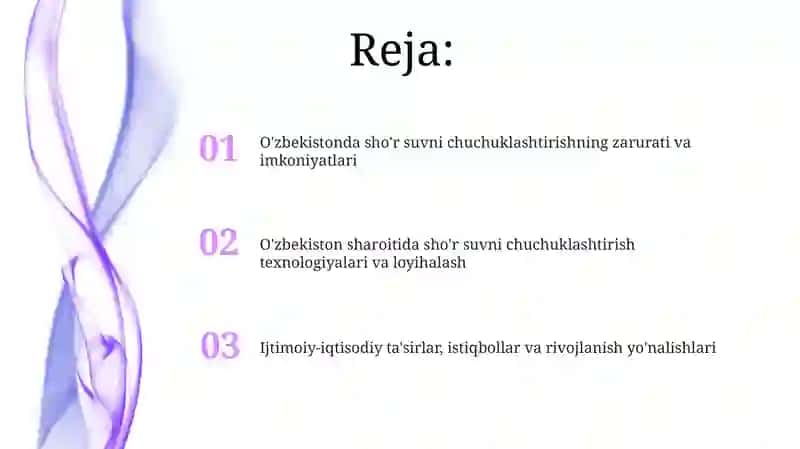 O'zbekistonda sho'r suvni chuchuklashtirishning zarurati va imkoniyatlari 2