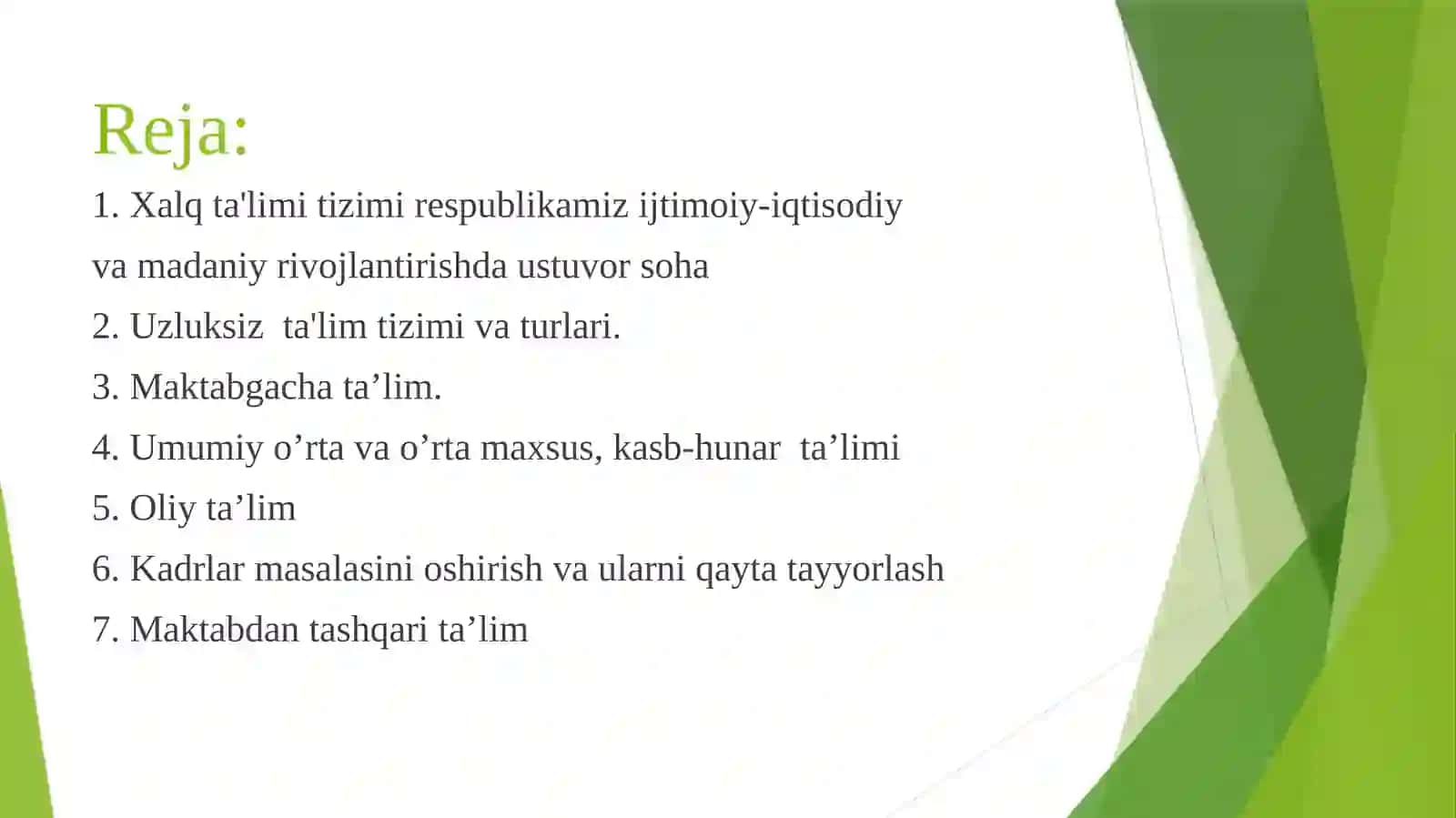Xalq ta'lim tizimi Respublikamiz iqtisodiy va madaniy rivojlanishda ustuvor soha 2