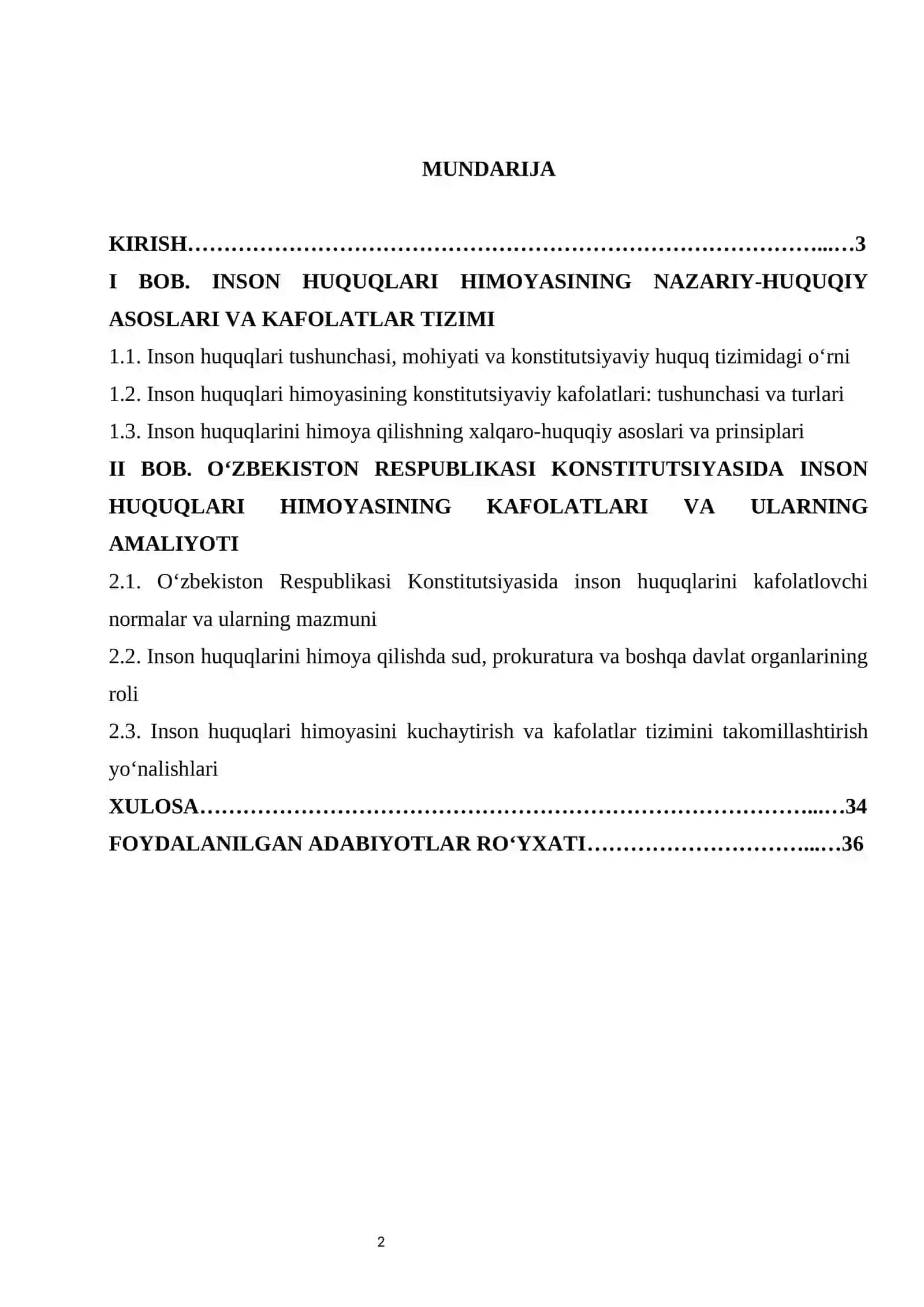 Konstitutsiyada inson huquqlari himoyasining kafolatlari kurs ishi 2