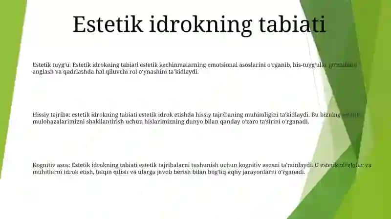 Dunyo Estetik Idrok Qilishning Mohiyati 2