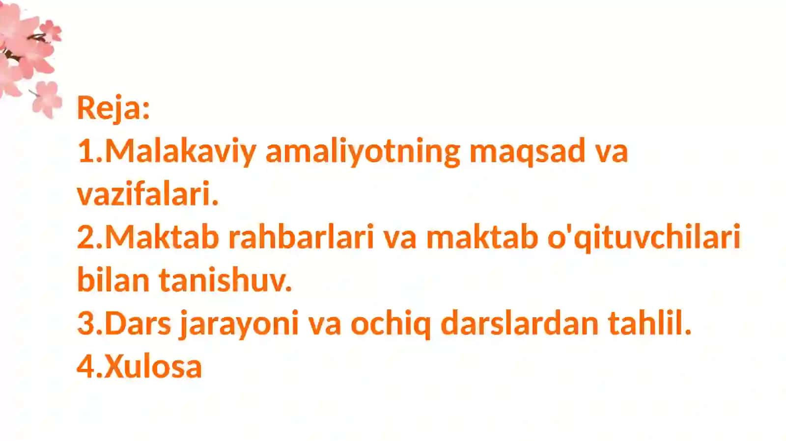 MALAKAVIY AMALIYOT bo‘yicha taqdimoti 2