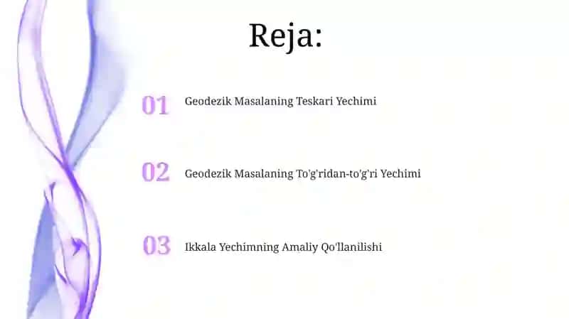 To'g'ri va teskari geodezik masala 2