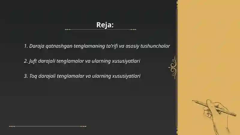 Daraja qatnashgan tenglamalar tushunchasi va ularning turlari 2