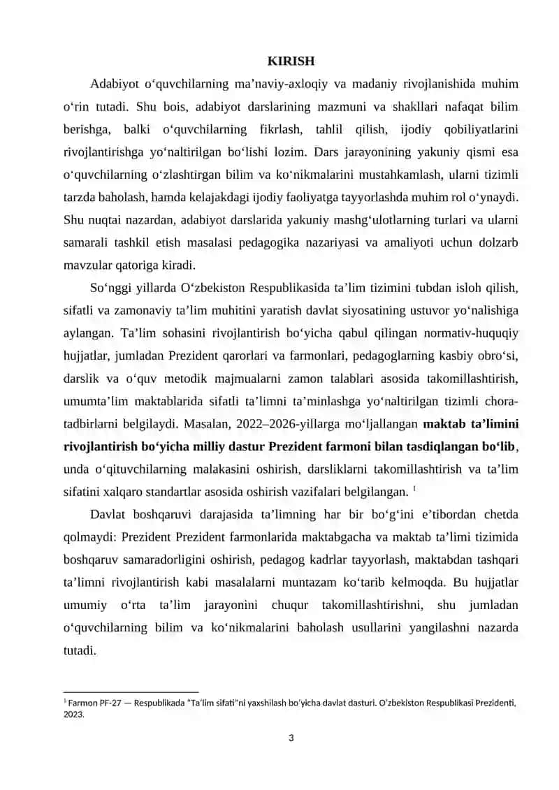 ADABIYOT DARSLARIDA YAKUNIY MASHG‘ULOTLAMING TURLARI 2