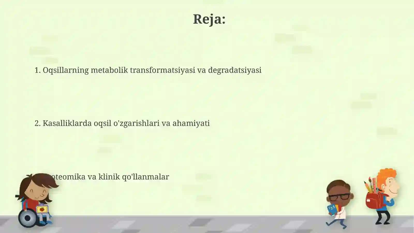 Oqsillarning metabolik transformatsiyasi va degradatsiyasi 2