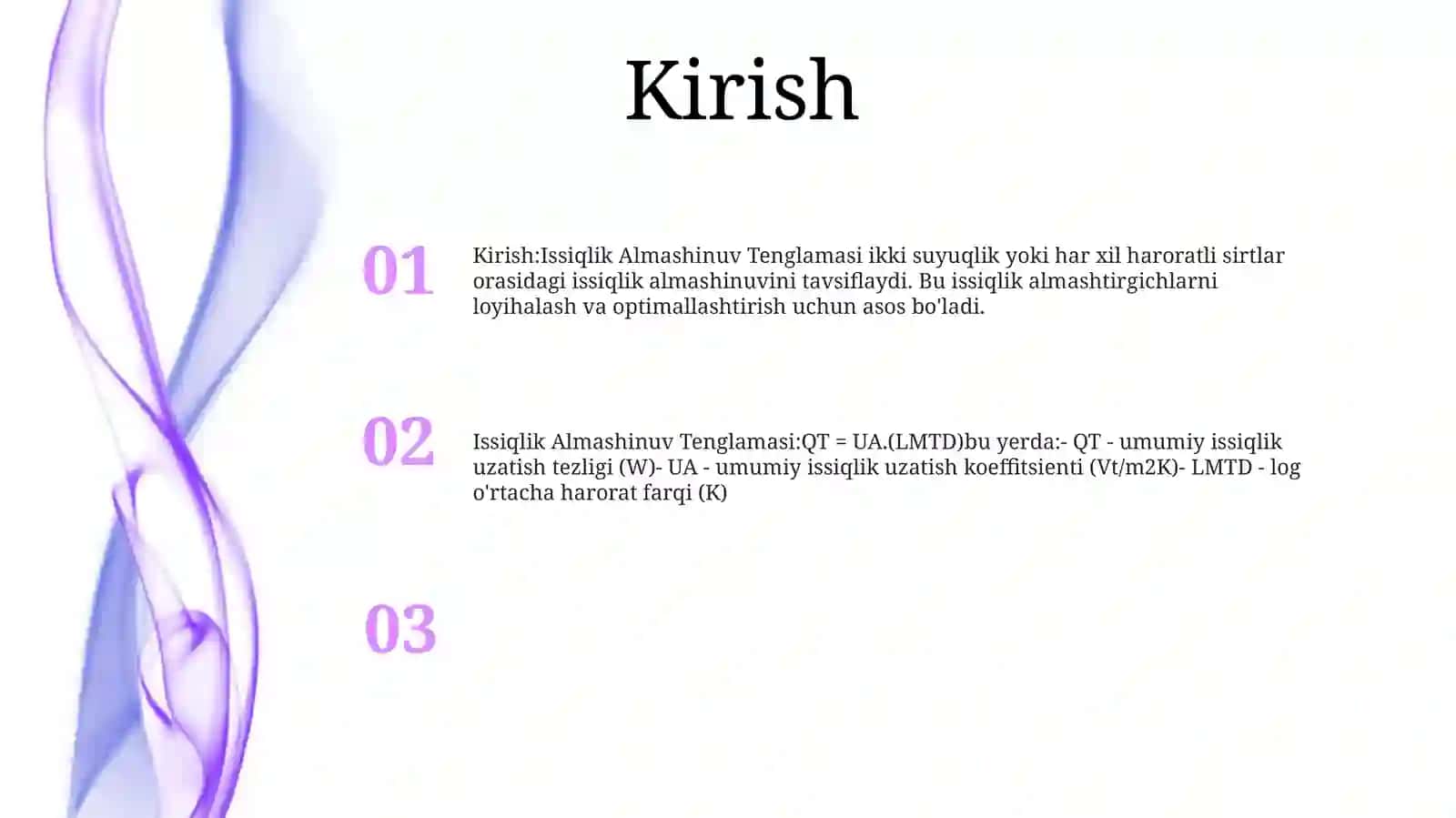Issiqlik Almashinuv Tenglamasi 2