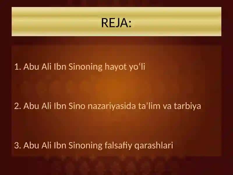 Abu Ali Ibn Sino tarbiyaviyatasi haqida 2