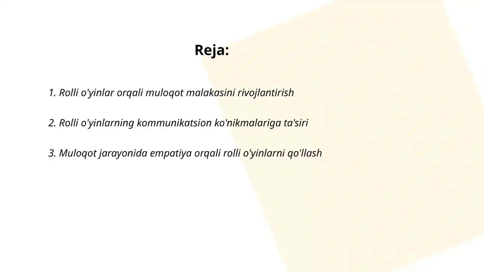 Muloqot malakasini oshirishda rolli o'yinlarning mahorati 2