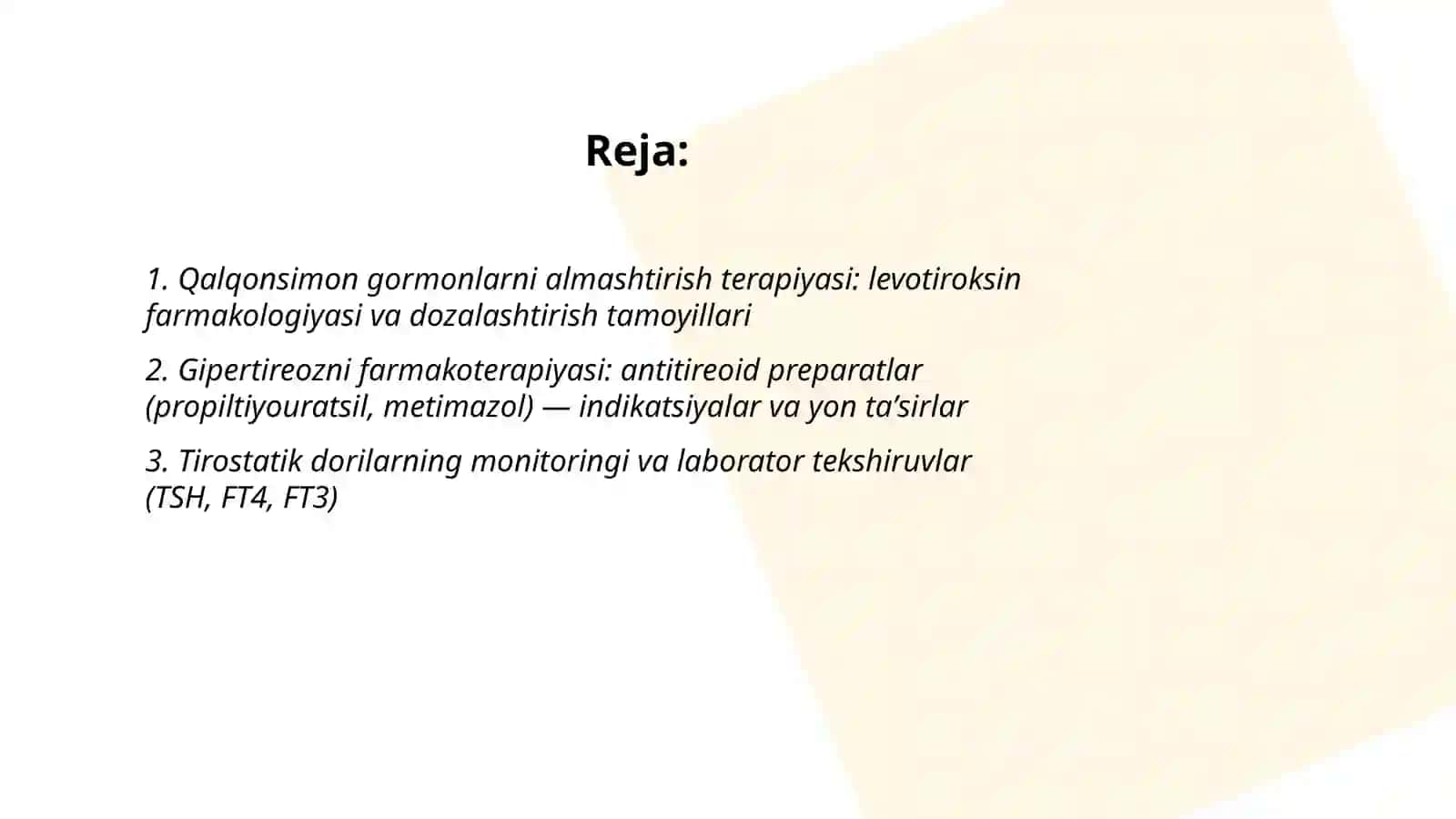 Qalqonsimon bez faoliyatiga taʼsir etuvchi dori vositalarini ratsional qoʻllashga klinik farmakologik yondashuv 2