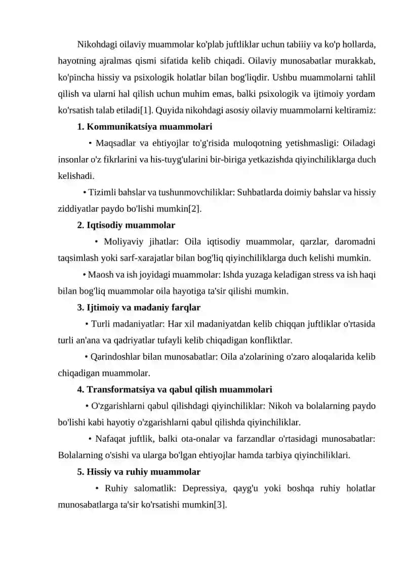 Nikohdagi oilaviy muammolar 2