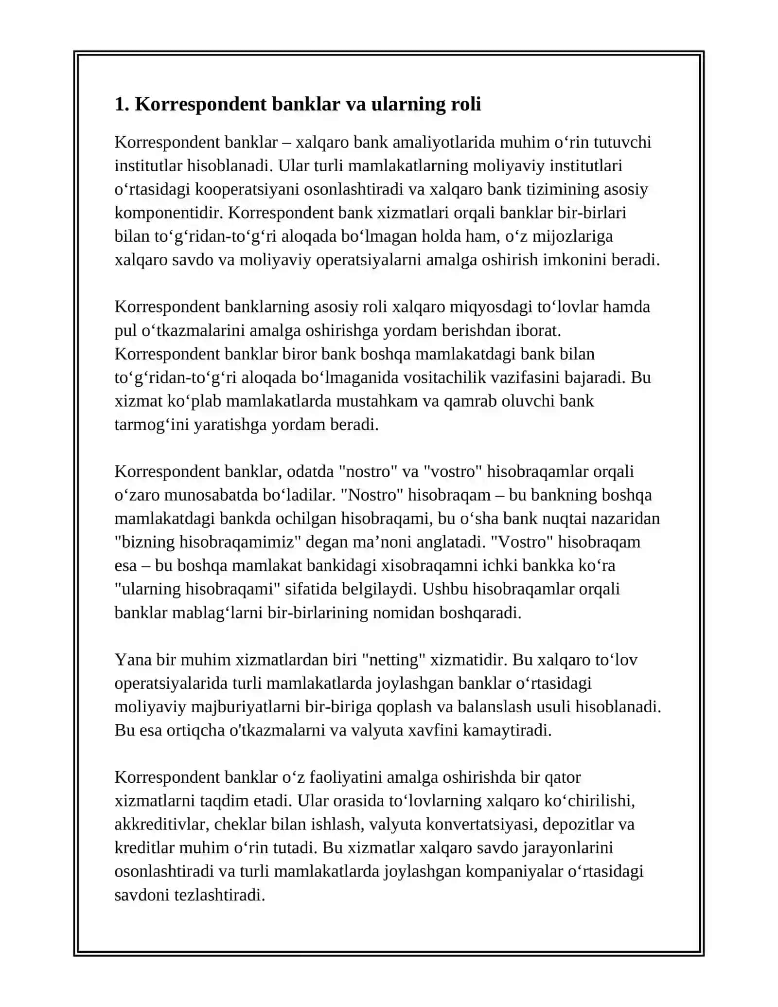XALQARO BANK AMALIYOTLARI 2