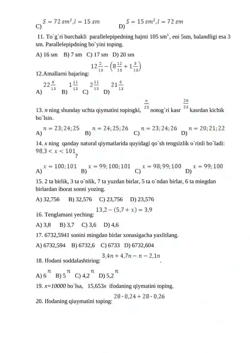 Umumta`lim maktablari uchun 1-variant 2