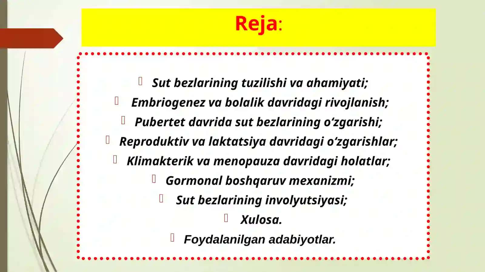 Tibbiy biologiya va umumiy genetika fanidan Sutbezlarining yoshga qaraboʻzgarishi 2