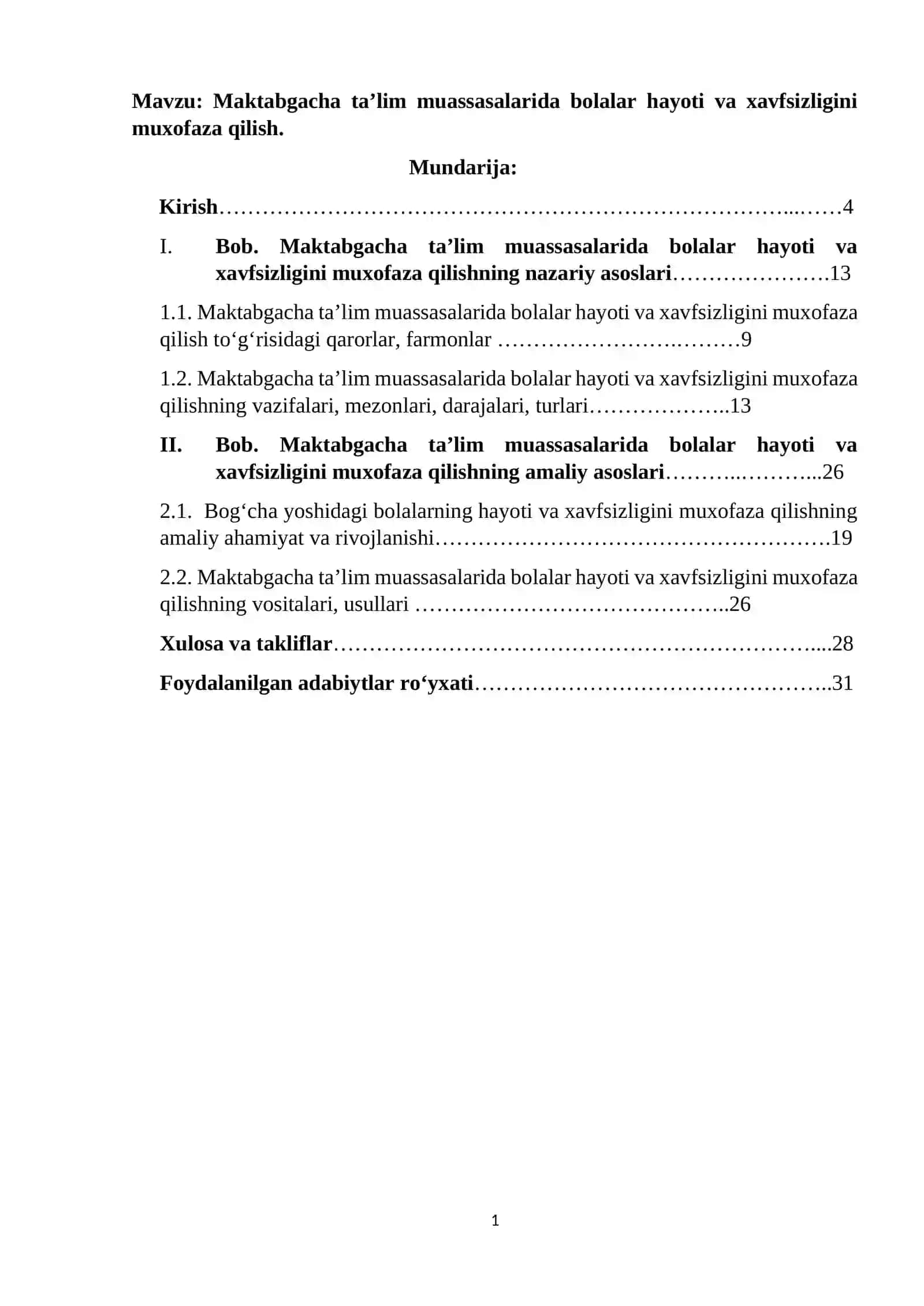 Maktabgacha ta’lim muassasalarida bolalar hayoti va xavfsizligini muxofaza qilish 2