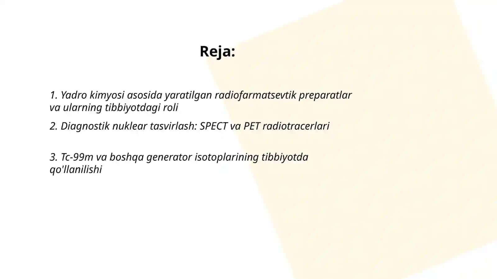 Yadro kimyosining tibbiyotdagi o‘rni 2