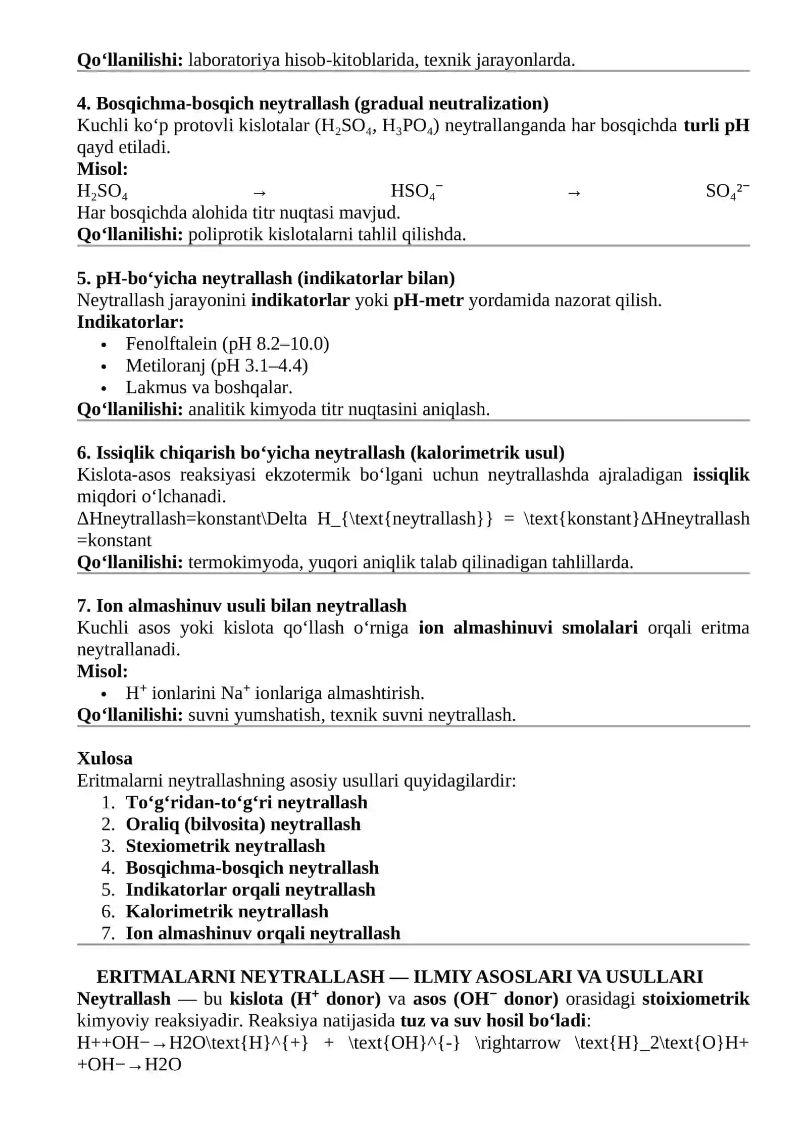 Neytrallash usullari 2