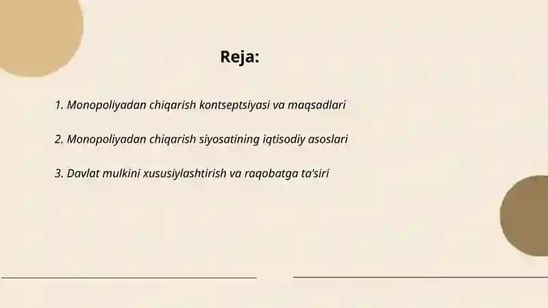 Monopoliyadan chiqarish va raqobat 2