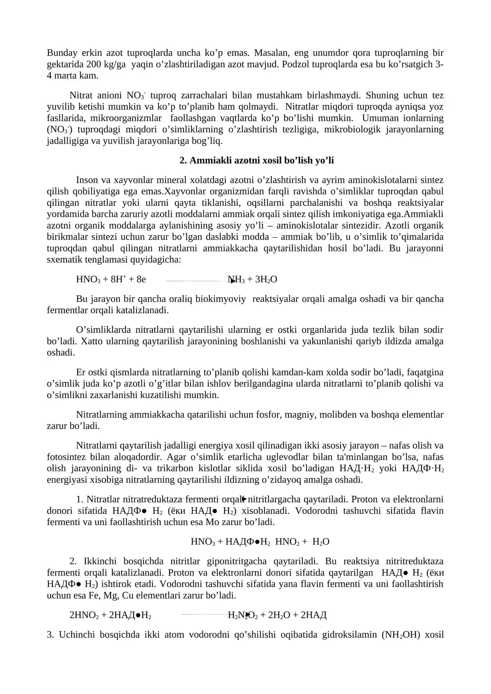 NITRATLARNING O’ZLASHTIRILISHI VA AMINOKISLOTALAR SINTЕZI 2