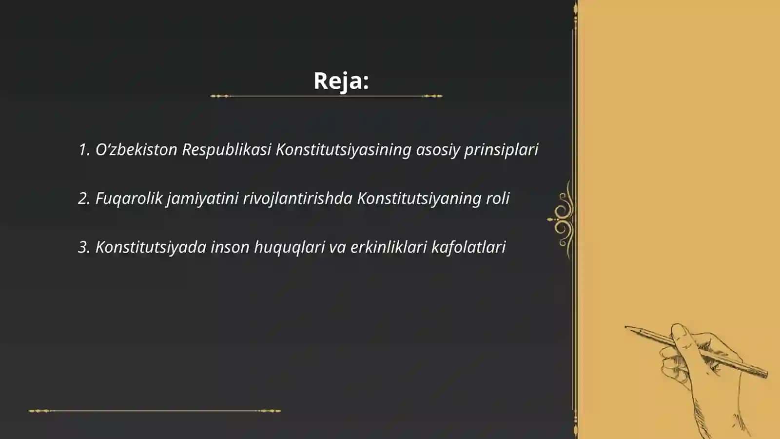 Oʻzbekiston Respublikasi Konstitutsiyasining davlat va jamiyat hayotida tutgan oʻrni va ahamiyati 2