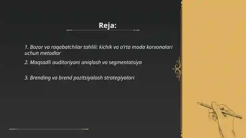 Kichik va oʻrta hajmli moda korxonalari uchun marketing strategiyalari 2