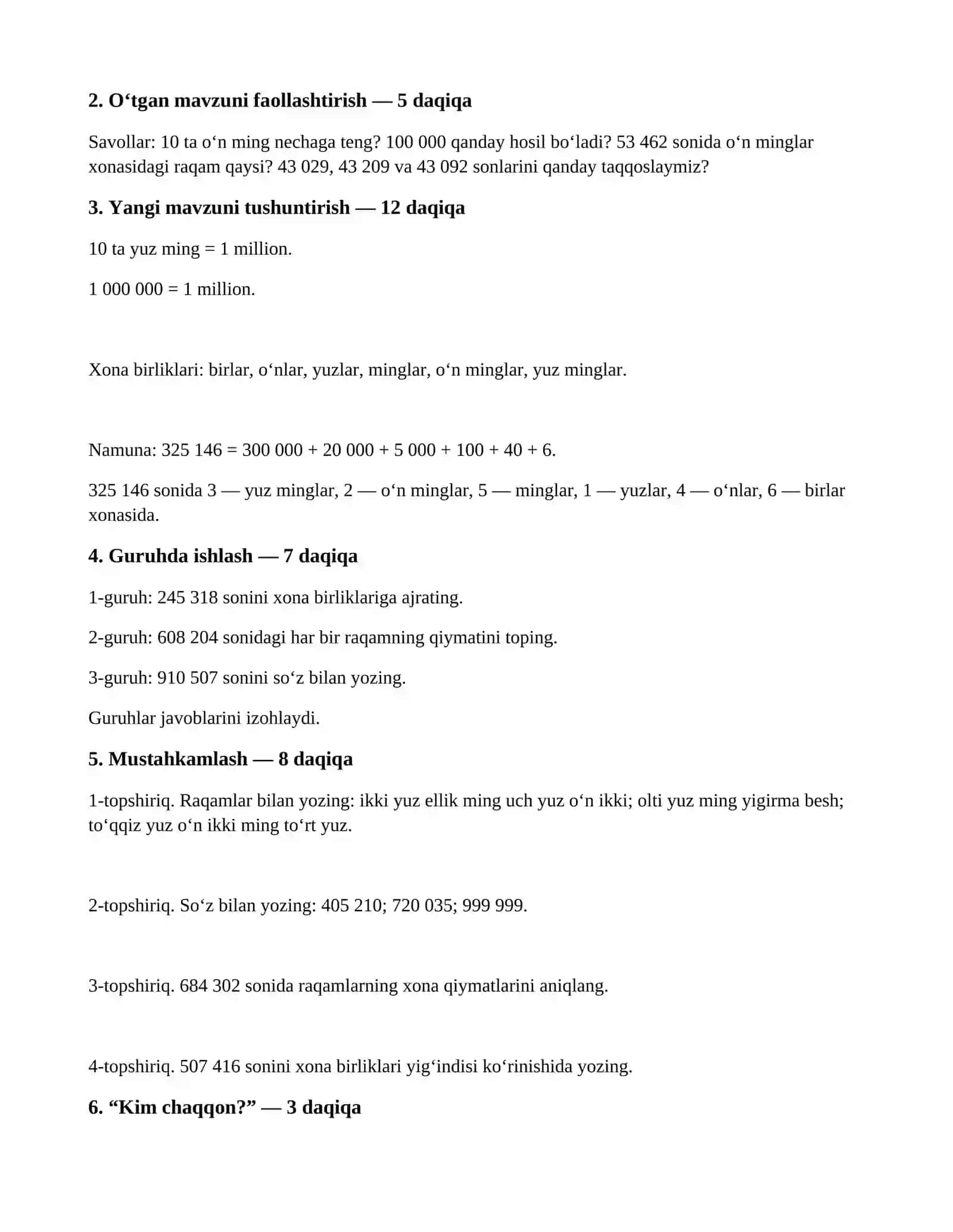 MATEMATIKA FANIDAN DARS ISHLANMASI VA TEXNOLOGIK XARITA 2