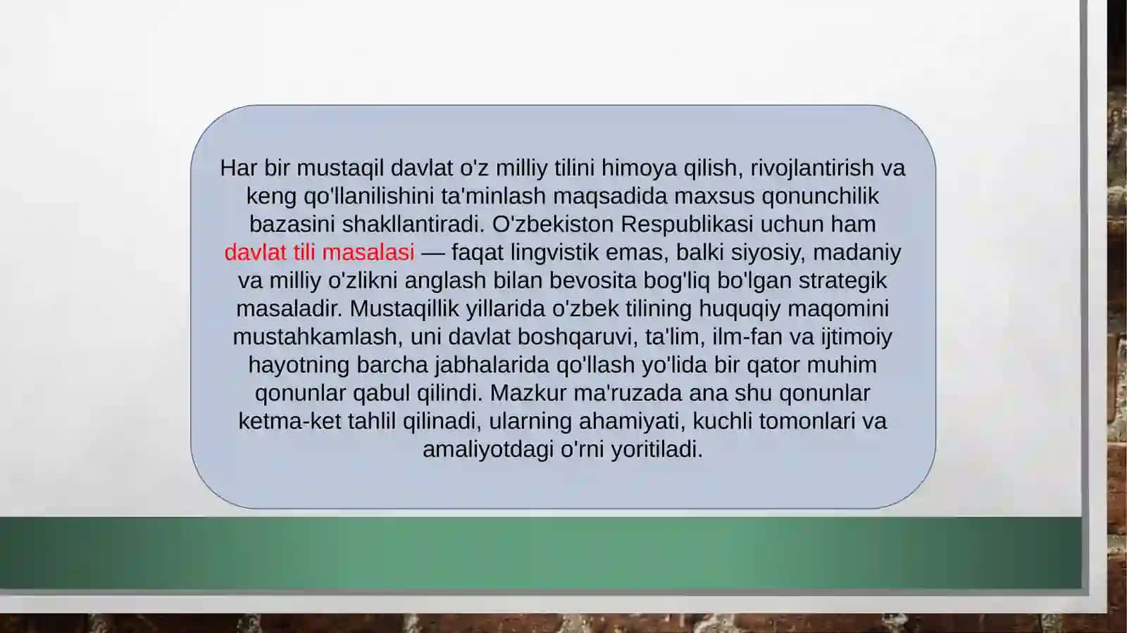 davlat tilini rivojlantirish yoʻlida qabul qilingan qonunlar 2