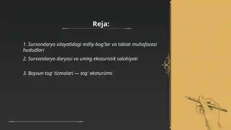 Surxondaryo viloyatining ekologik turizm resurslari 2