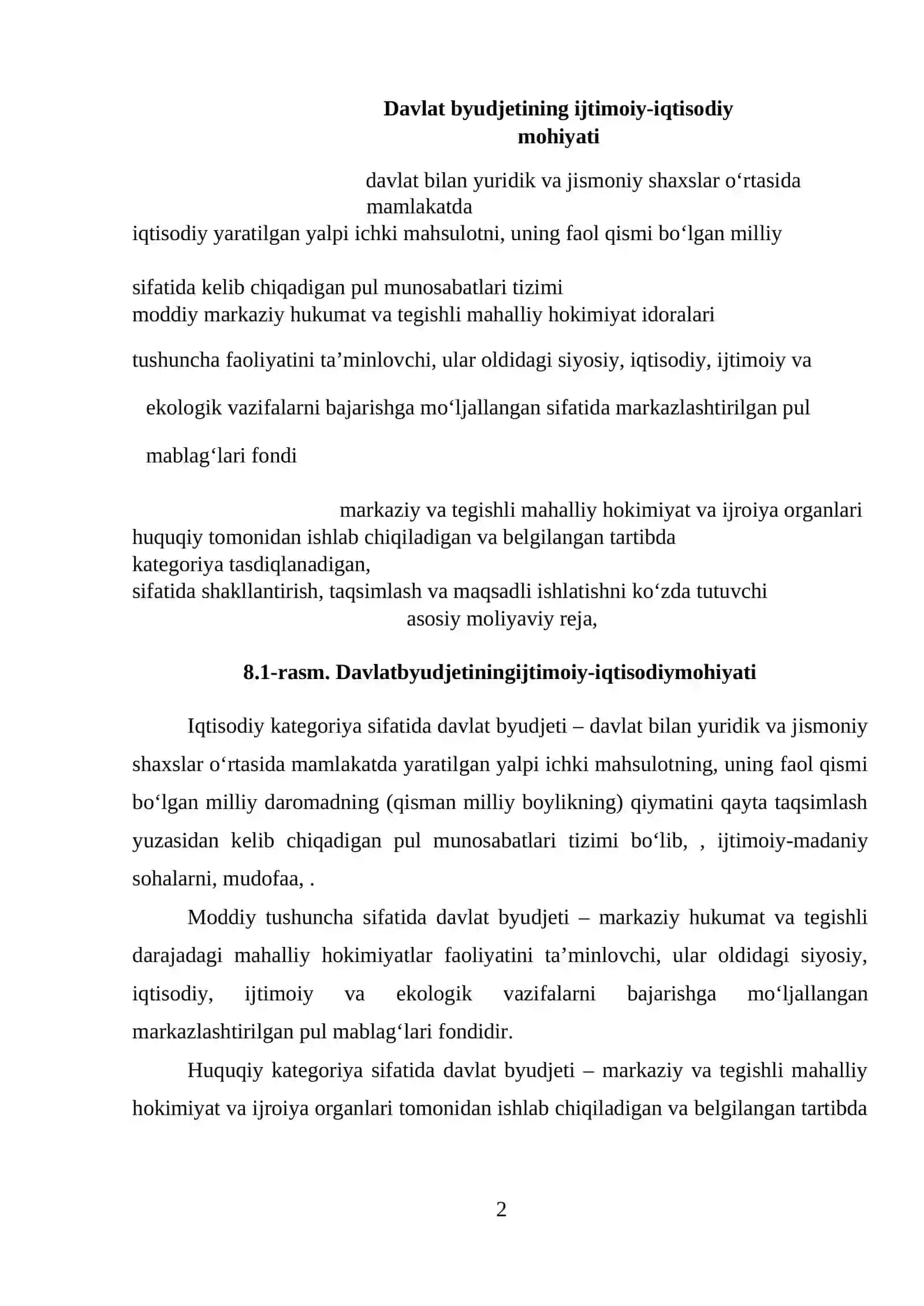 Davlat byudjetining ijtimoiy-iqtisodiy mohiyati va funksiyalari 2