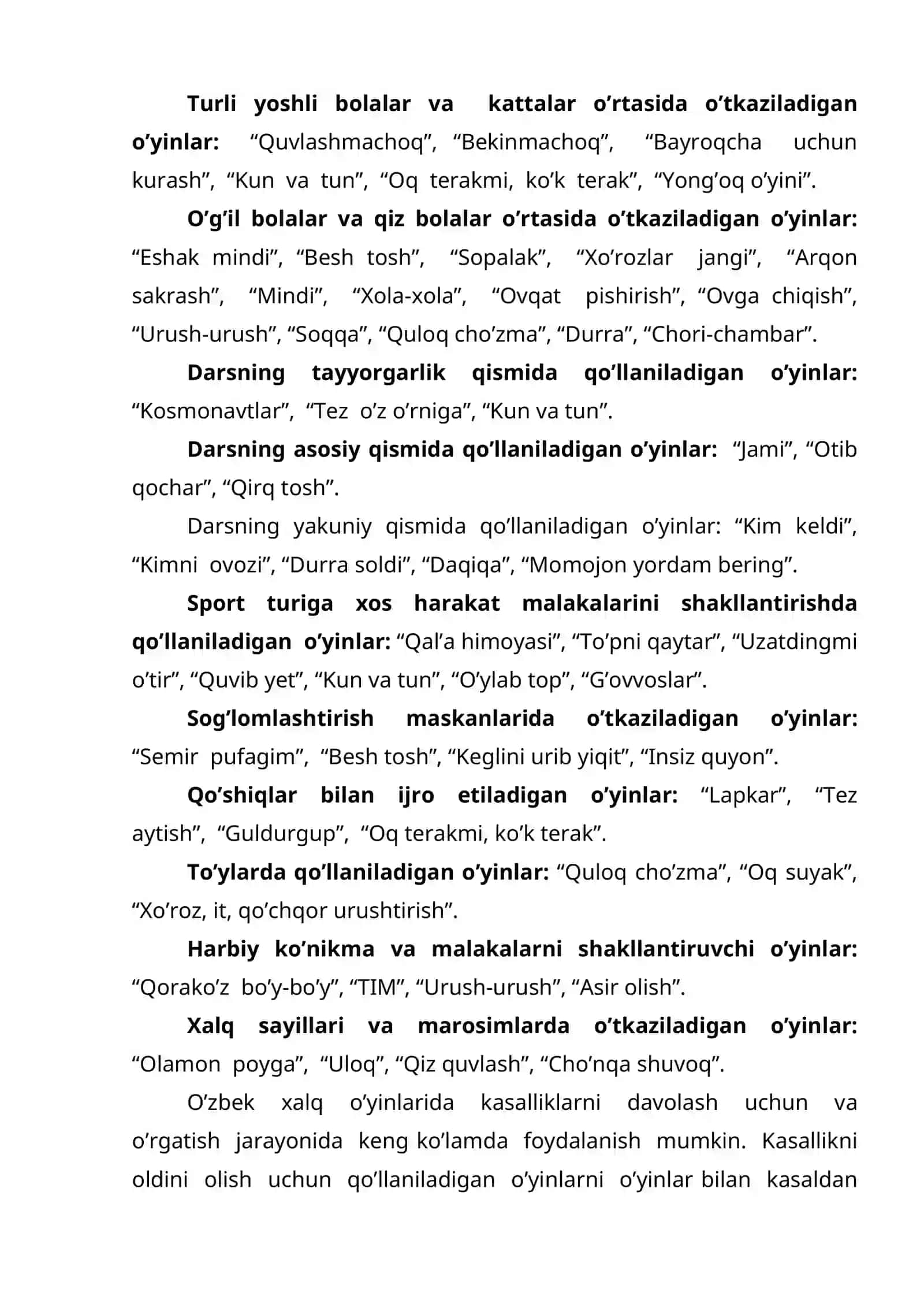 MILLIY VA HARAKATLI O’YINLАRINING TASNIFI (KLASSIFIKATSIYASI) 2