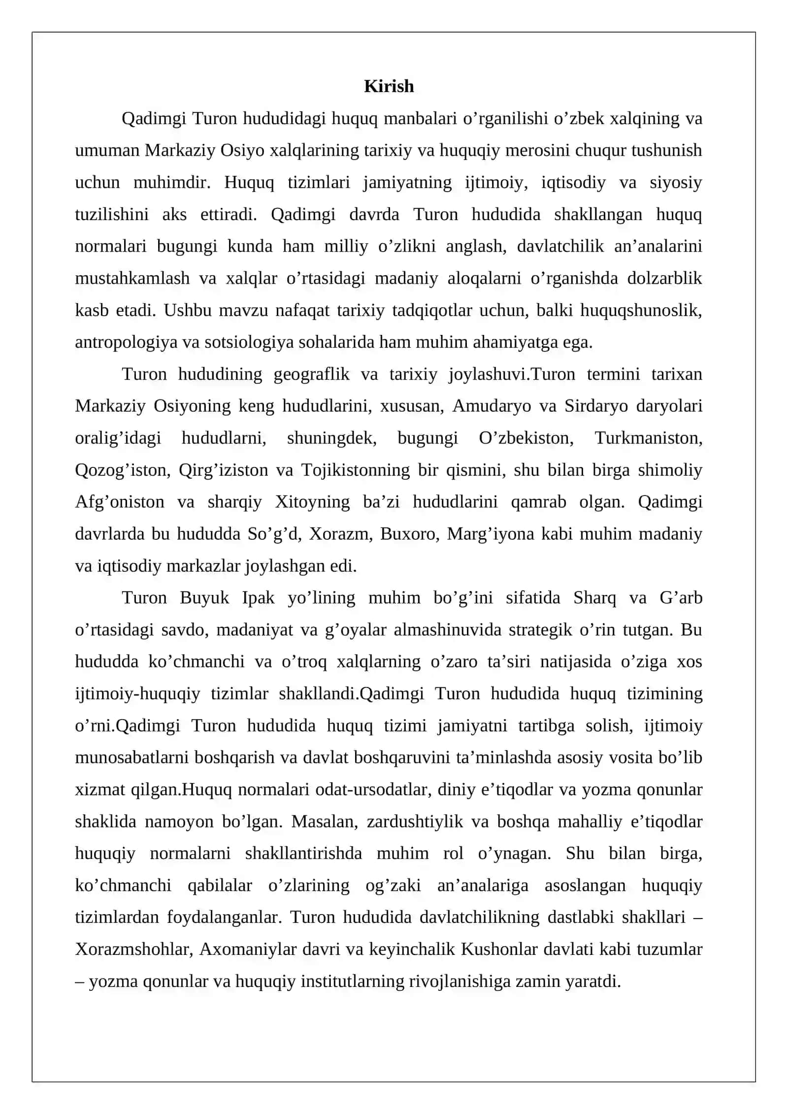 Qadimgi Turon davlati va huquqining paydo bo‘lishi va rivojlanish 2