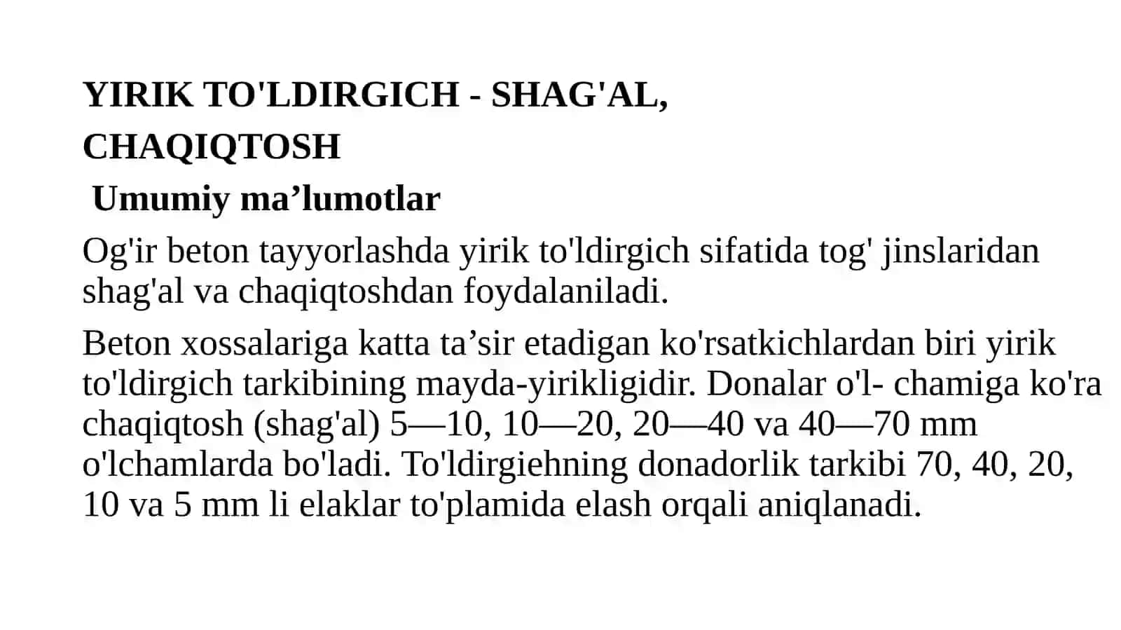 Betonlar uchun yirik to'ldirgich - shag'altosh chaqiqtosh 2