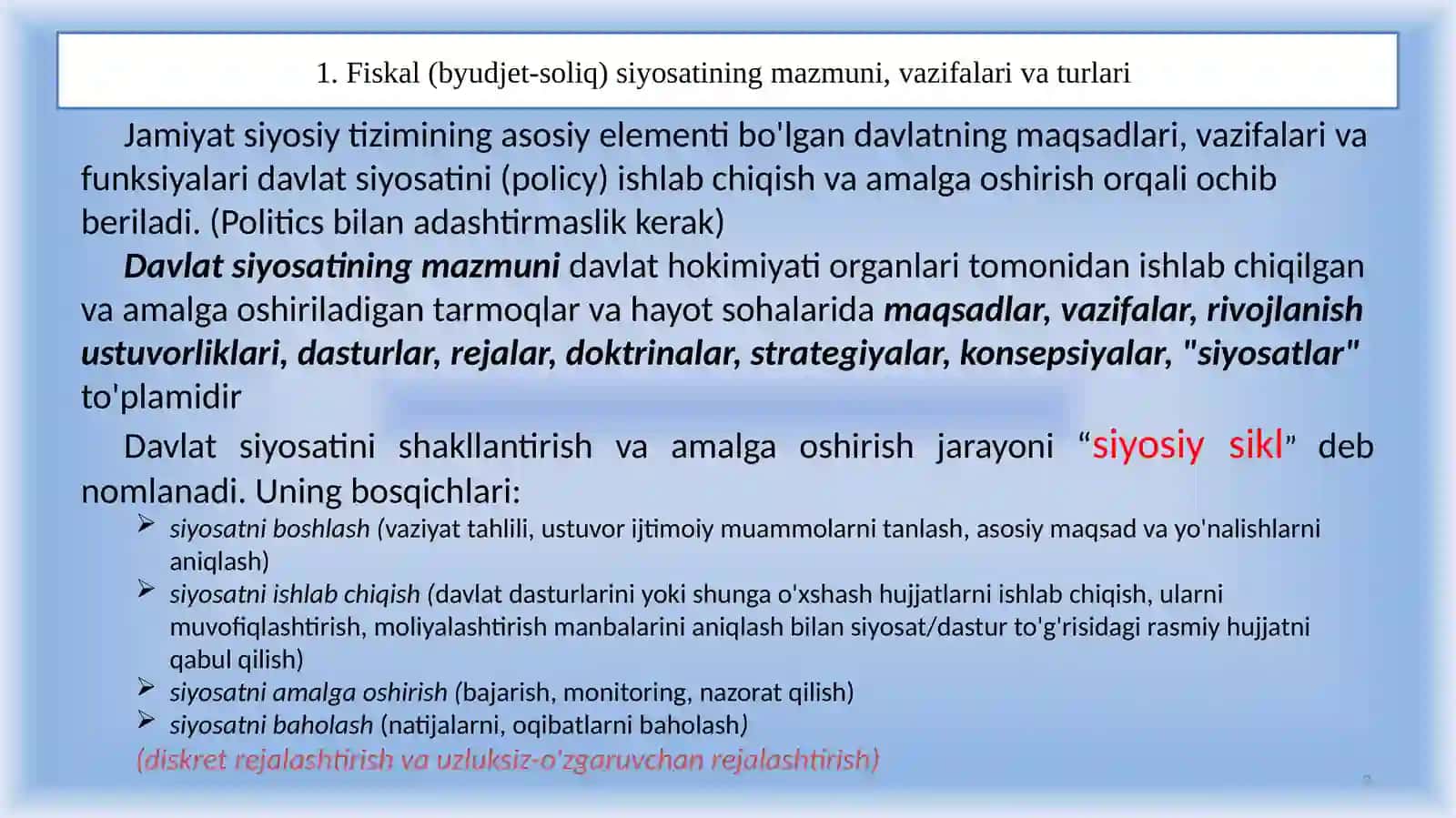 Davlatning fiskal siyosati 2