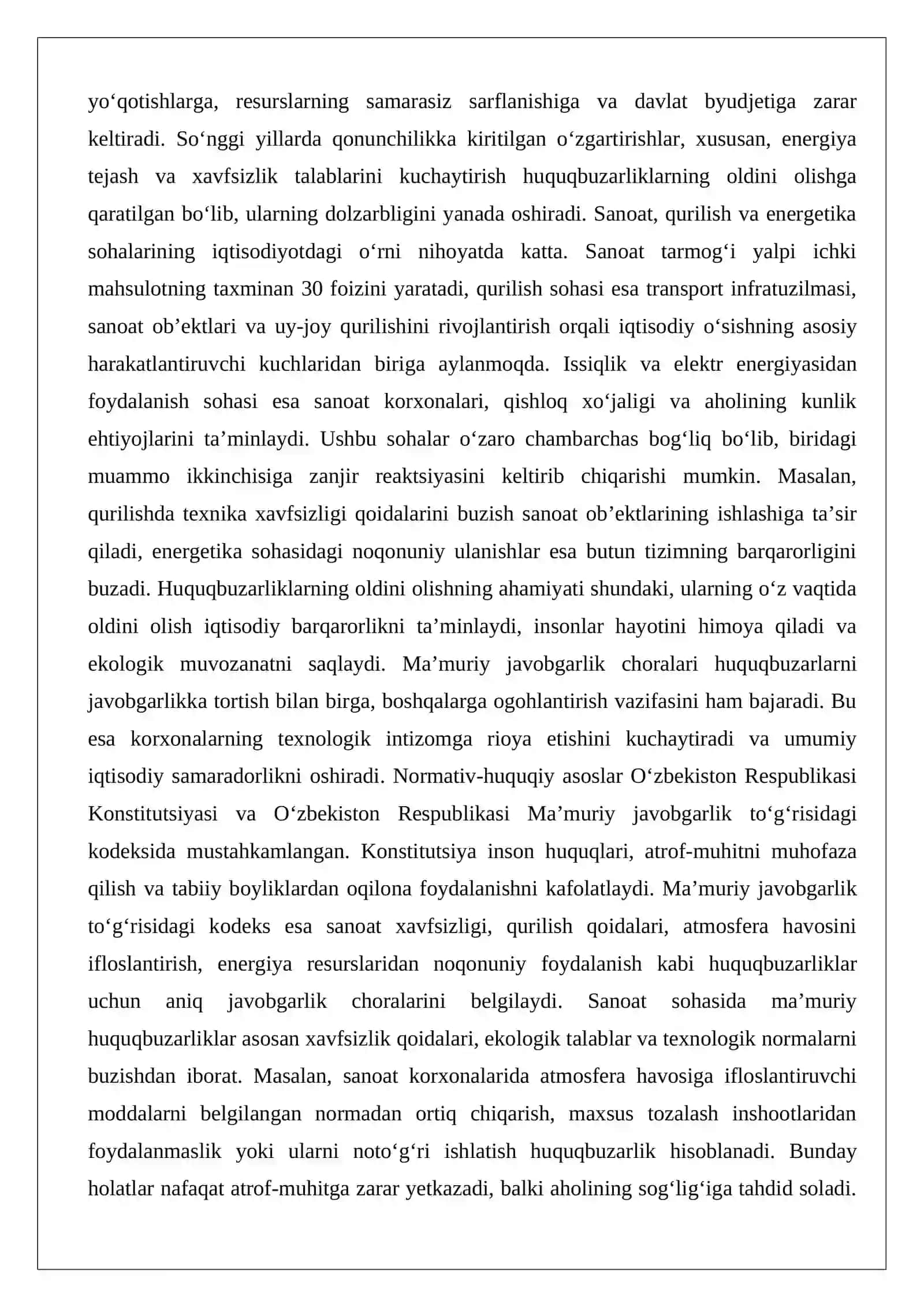 Sanoatdagi, qurilishdagi va issiqlik hamda elektr energiyasidan foydalanish sohasidagi ma’muriy huquqbuzarliklar tarkibi 2