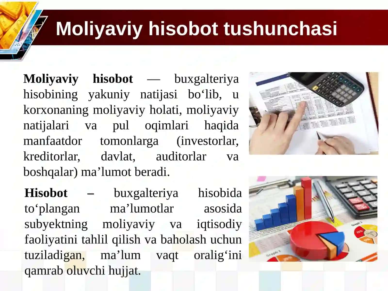 Moliyaviy hisobotni yoritish va hisob siyosatini shakllantirish 2