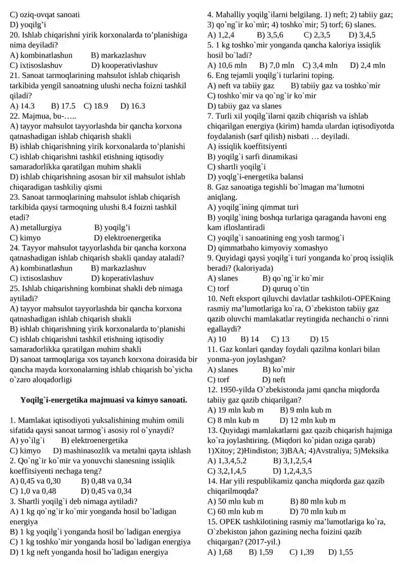 O’zbekiston milliy iqtisodiyotining tuzilishi 2